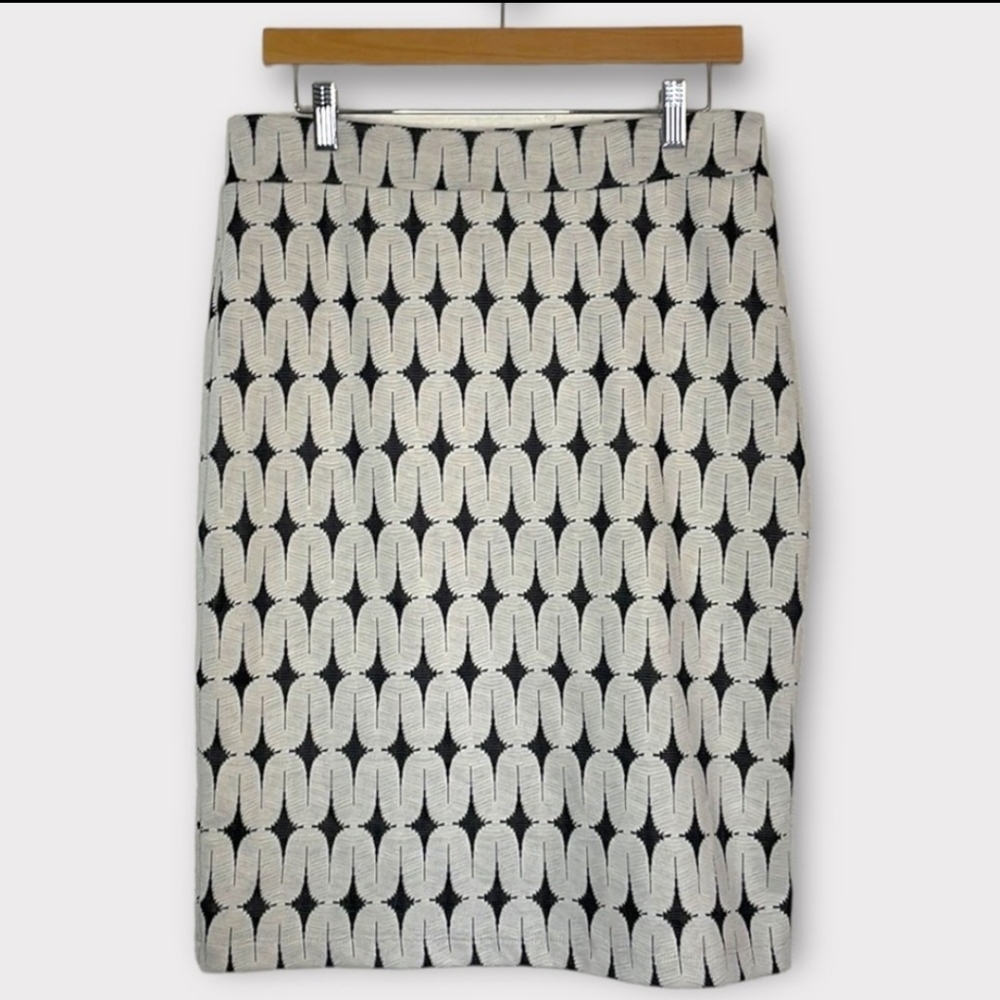 Renee C Made In USA Skirt Black White Diamond Print Skinny Pencil Pull On Sz S